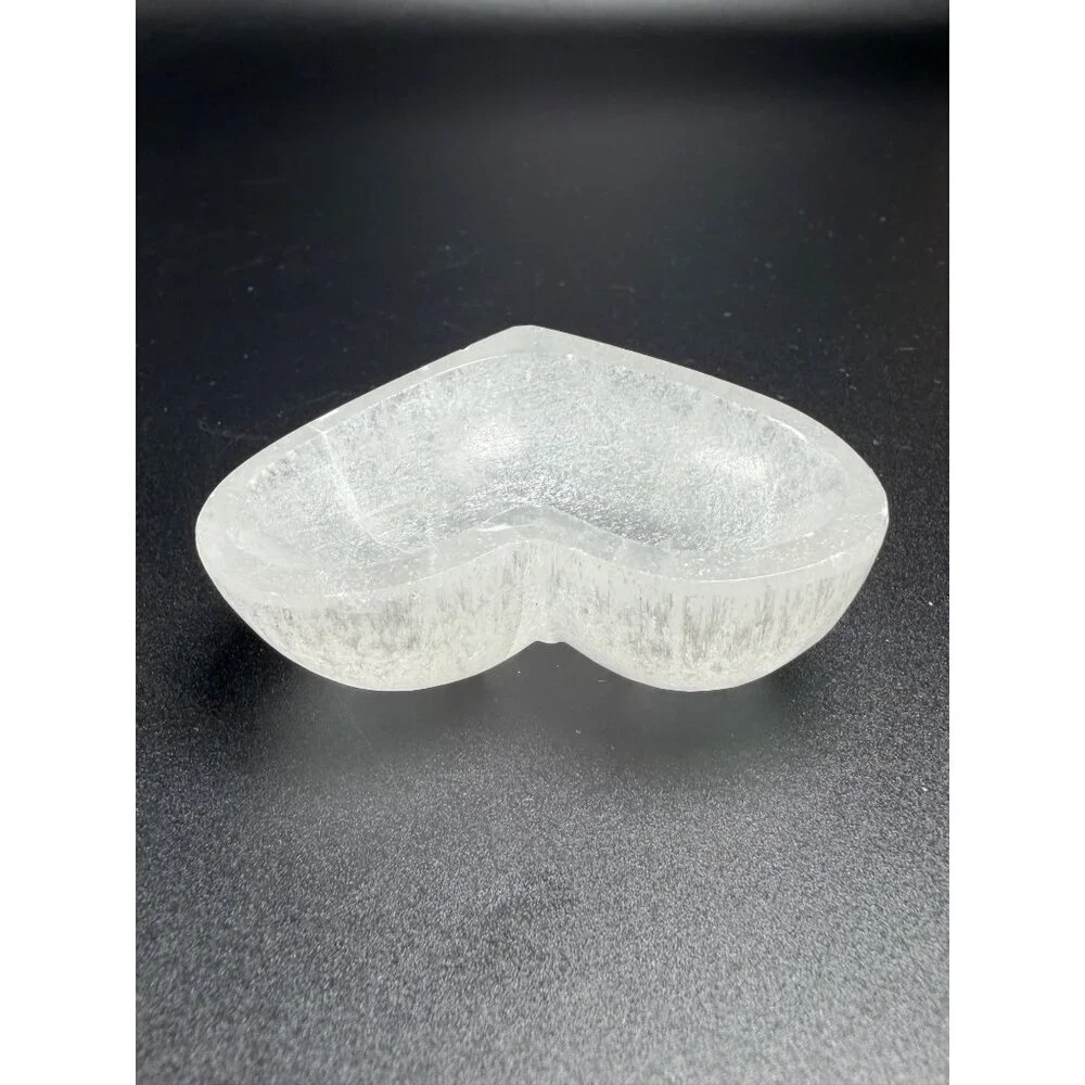 Natural Selenite Heart Charing Bowl Stone Healing Crystal Cleansing 2